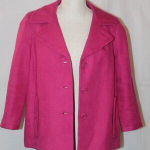 Vintage Talbots 3/4 Sleeve Jacket/Blazer, Size 8, Pink/Fuscia/Magenta, Buttons.